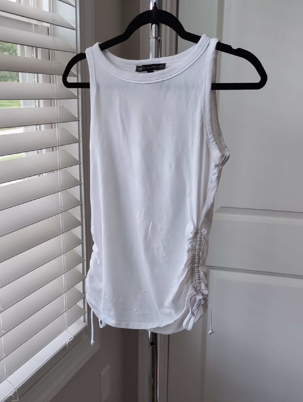White House Black Market White Ruched Tank XS White